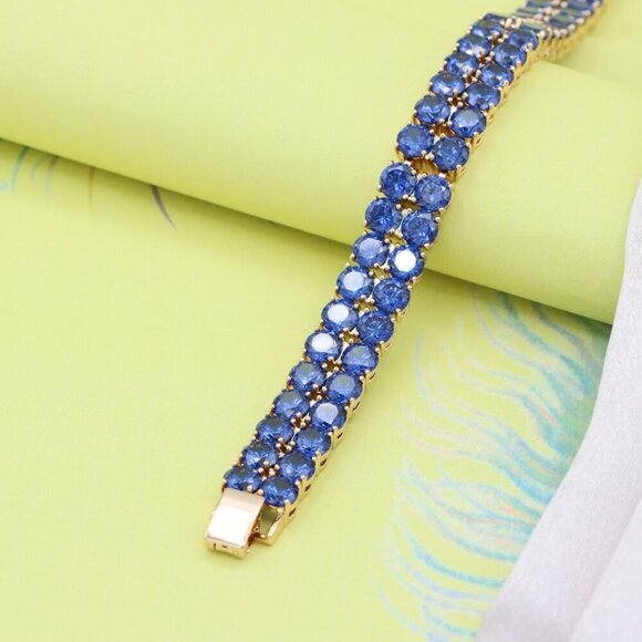 Elegant Rose Gold Bracelet with Blue Crystal Stones, XPBL0635 - Picture 6 of 12